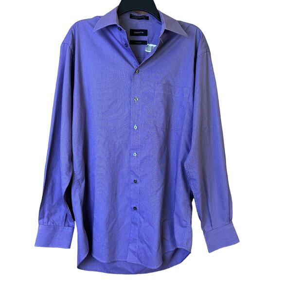 Claiborne Mens T-weave Purple Button Up Long Sleeve Shirt Size Medium - Picture 1 of 7